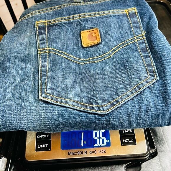 Carhartt Men's Dark Blue Denim Wash Loose Straight Leg Jeans Size 38 - Picture 7 of 7